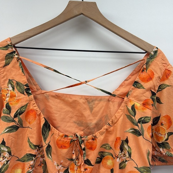 Ann Taylor LOFT Orange Fruit Harvest Criss Cross Back Cropped Top Small - Picture 6 of 10